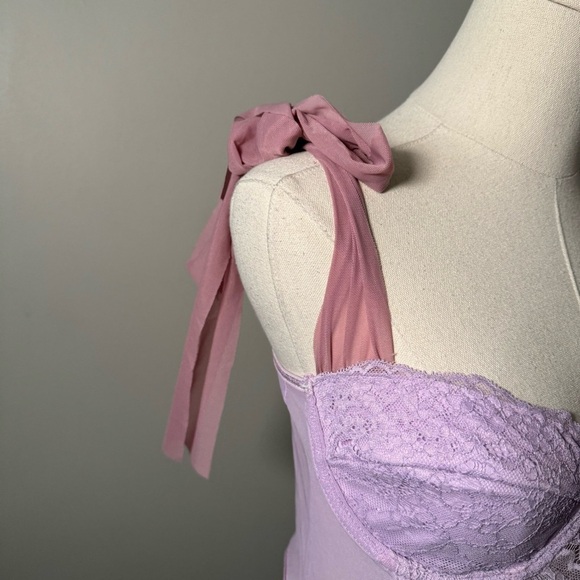 NEW Lilac and pink tulle  tie shoulder bustier pastel Fairycore L - Picture 4 of 7